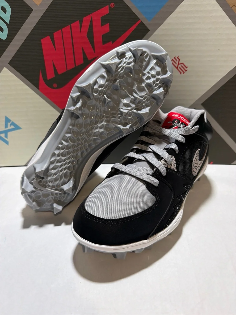 Nike Air Jordan Stadium 90 Low TD Black Cement Football HQ0210-060 Men’s